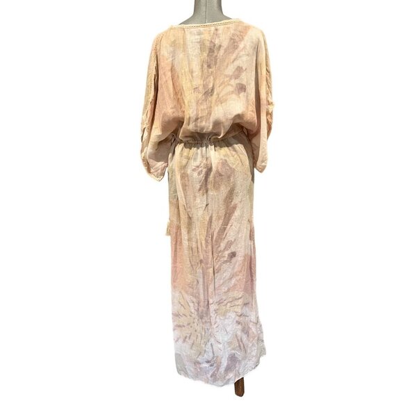 Calypso St Barth Marbled Tie Dye Linen Maxi Kimono Cover Up Dress Side Slit Size - Picture 12 of 12